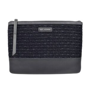 St. John Knits Wool Blend Leather Trim Clutch